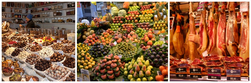 Le marché de la Boqueria offre de nombreux produits... charcuterie, fruits et autres friandises, vous trouverez votre bonheur à coup sur ! 